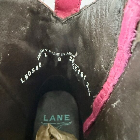 Lane COSSETTE Womens Cowboy Booties 8 Western Cowgirl Short Boots Pink Leather - Picture 11 of 13